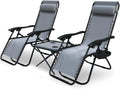 vounot Lot de 2 Chaise Longue inclinable avec Table Pliable Support de Gobelet Chaise de Jardin Pliable en Textilène Chaise Longue avec Rembourrage