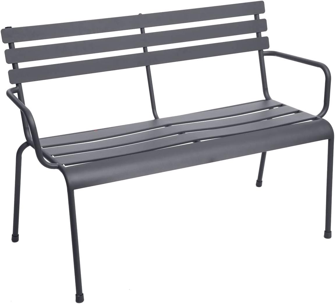 Hespéride - Banc Greensboro 2 Places Graphite - L. 114 x P. 56 x H. 79 cm - Mobilier d'Extérieur pour Terrasse Balcon Patio