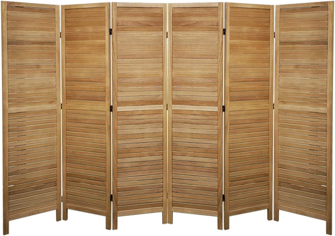 PEGANE Paravent persienne de 6 pans en Bois, Coloris Brun Clair - Dim : H170 x L240cm