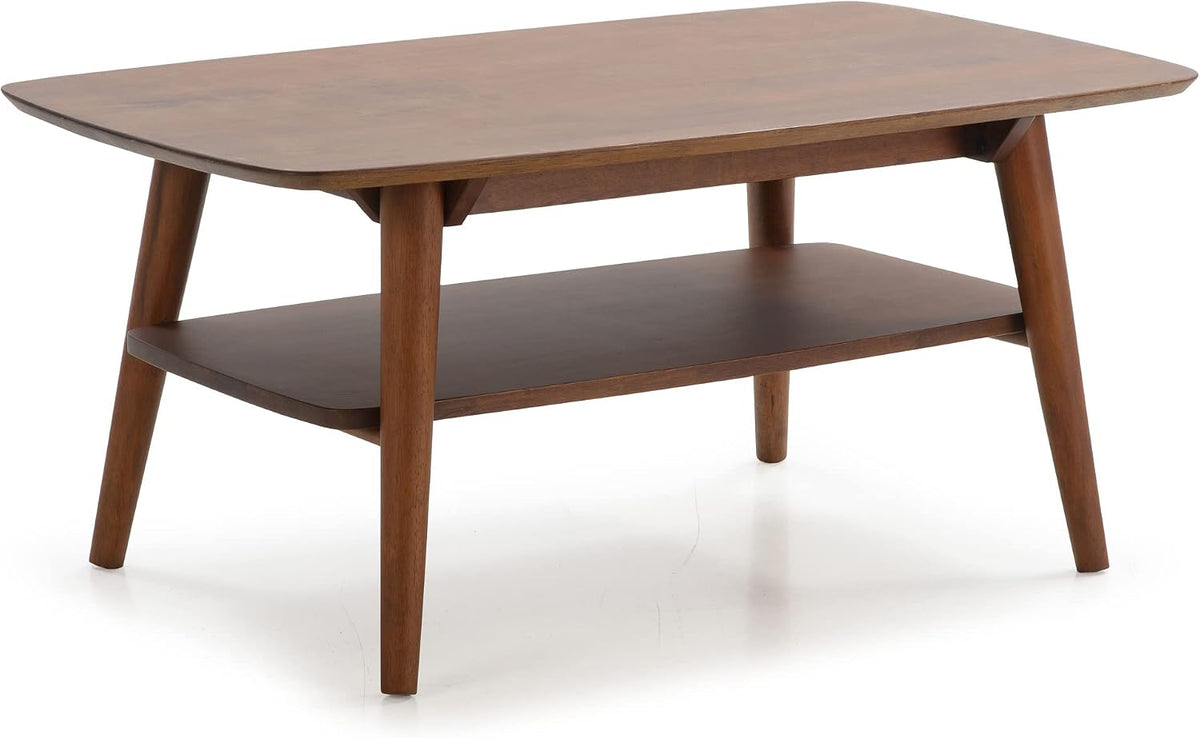 HOMN LIVING Table Basse Palma 1 Trou Couleur Noyer, Bois Massif, 100 cm (Largeur) 60 cm (Profondeur) 45 cm (Hauteur)