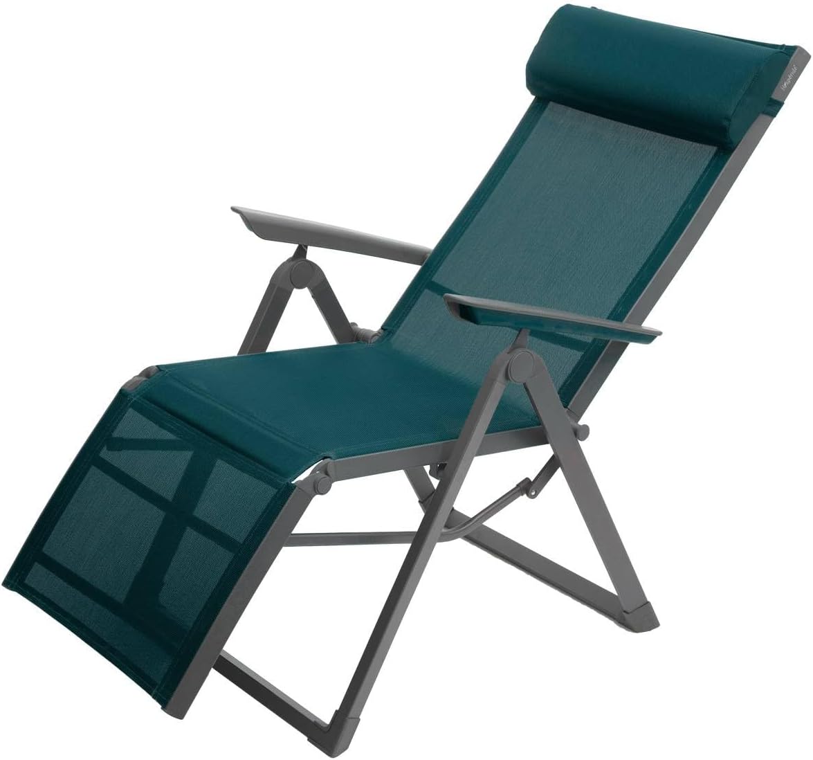 Hespéride - Fauteuil de Jardin Inclinable Decima Bleu Canard et Graphite - 81 X 59 X 98 cm - Mobilier d'Extérieur pour Terrasse Balcon Patio