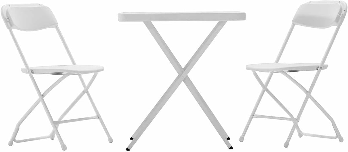 Gardiun Ensemble de Jardin Pliable 1 Table + 2 chaises Bonaire résine et Acier Blanc