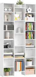 HOMCOM 21-Cube Tall Bookcase, Modern Cube Book shelf with 10 Adjustable Shelves, Freestanding Multi-Functional Storage Unit for Living Room