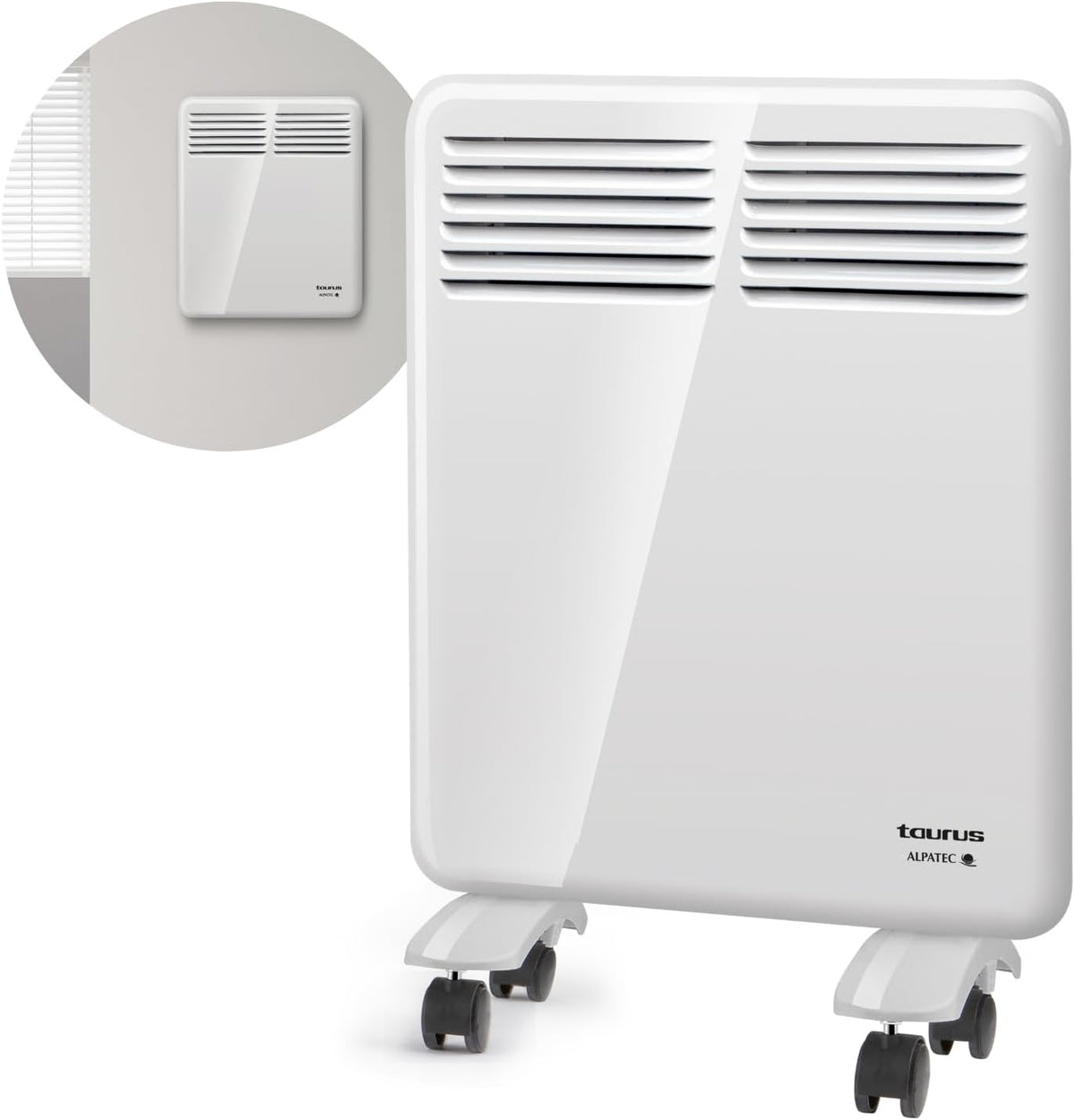Taurus CHTA 500 - Convecteur électrique 500W, IP24 pour une utilisation en salle de bain, Support mural, Écran numérique, Programmable