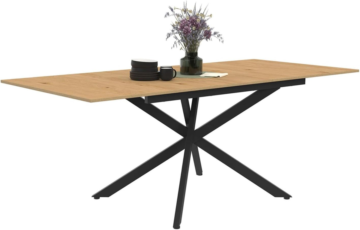IDMarket - Table à Manger Extensible Rectangle INES 6-10 Personnes Bois et Noir 160-200 cm
