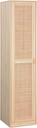 sweeek - Armoire Dressing cannage et Effet Bois. Garde-Robe 1 Porte. 5 étagères H180cm