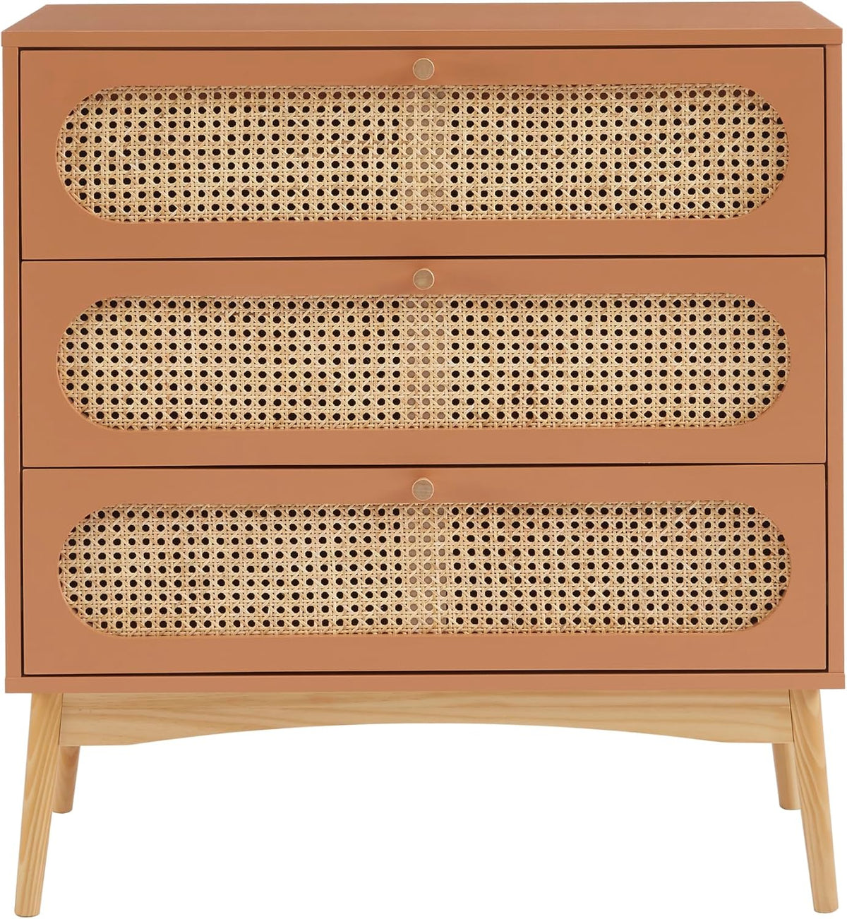 BAÏTA Commode SIXTINE Terracotta et cannage rotin 3 tiroirs