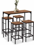 IDMarket - Ensemble Table Haute de Bar Dayton 100 cm et 4 chaises de Bar Effet Vieilli Design Industriel
