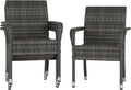 Lot de 4 Chaises de Jardin en Rotin Synthétique Fauteuils Empilables d'Extérieur avec Accoudoirs Cadre en Métal Terrasse Véranda Balcon Salon Salle à