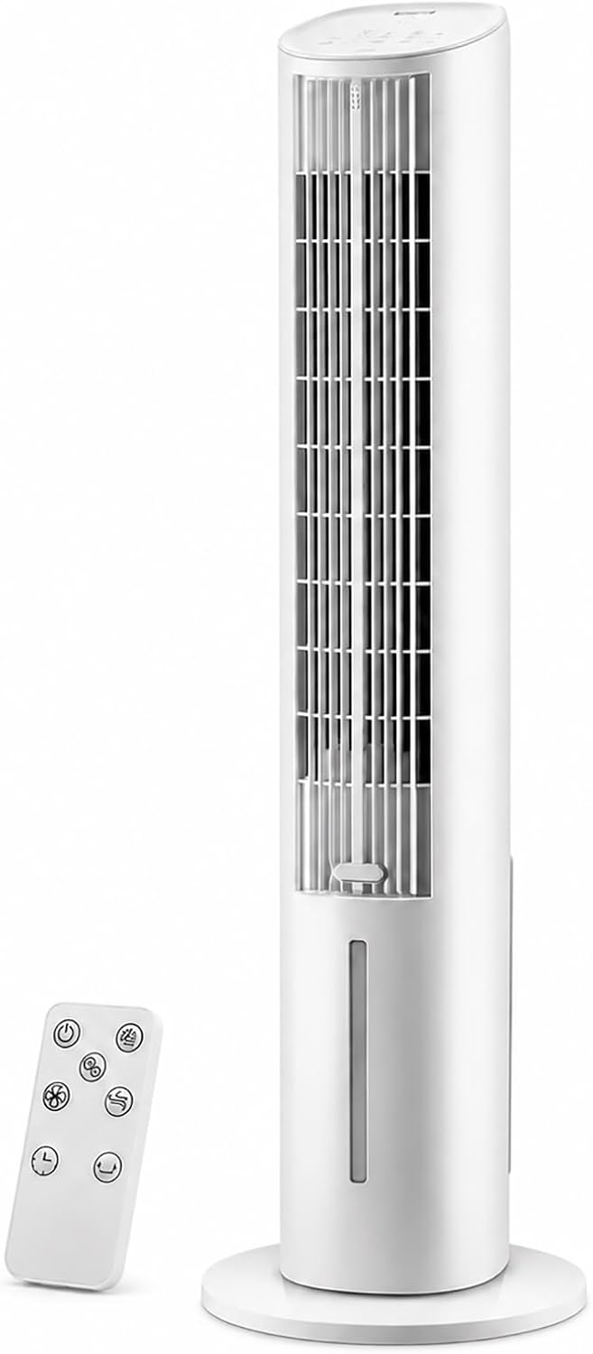 ZDMZR Climatiseur évaporatif avec Réservoir D'Eau, 3 Vitesses, Rafraîchisseur D'Air pour Appartement, Chambre, Pièces à Vivre