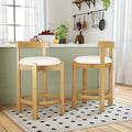 GIANTEX Lot de 2 Tabouret Bar Rembourrés, Repose-Pieds & Dossier Confortable, Pieds en Bois d'Hévéa, Chaise de Bar, Hauteur d'Assise 62 cm