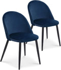 INTENSE DECO Lot de 2 chaises Cecilia Velours Bleu Pieds Noirs