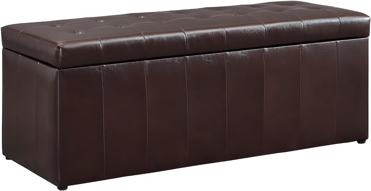Vente-unique - Banc Coffre de Rangement CONCIERTO en Simili - Marron
