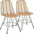 Pack de 2 chaises de Salle à Manger ou d'extérieur Emi Noir, rotin synthétique, 44 cm (Largeur) 58 cm (Profondeur) 83 cm (Hauteur)