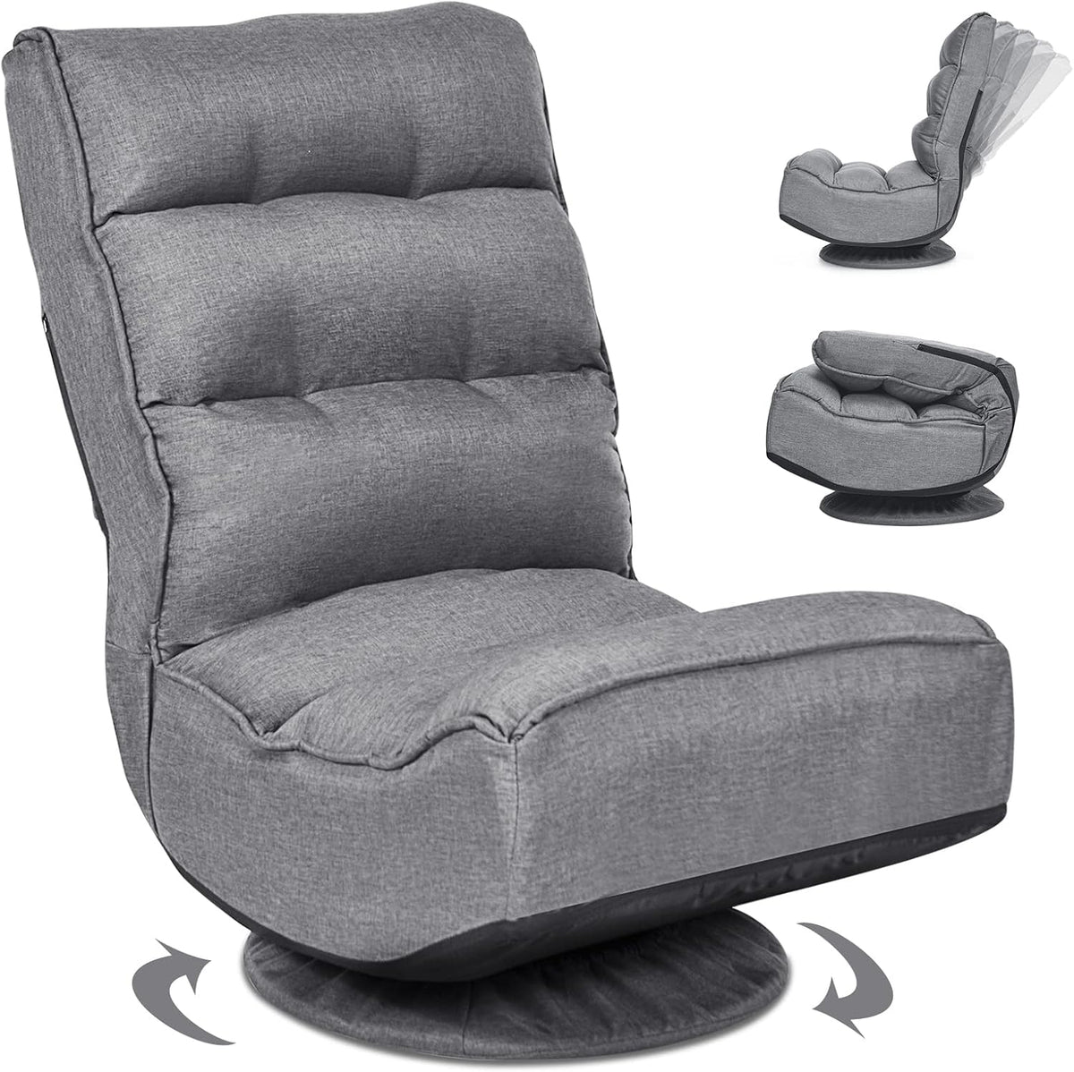 RELAX4LIFE Chaise de Sol Pliable Réglable en 5 Positions, Fauteuil au Sol à 360° et Cadre en Fer Robuste, Chaise de Meditation pour Lire