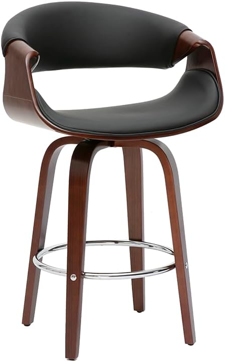 Miliboo Tabouret de Bar Design Noir et Bois foncé 65 cm Aramis