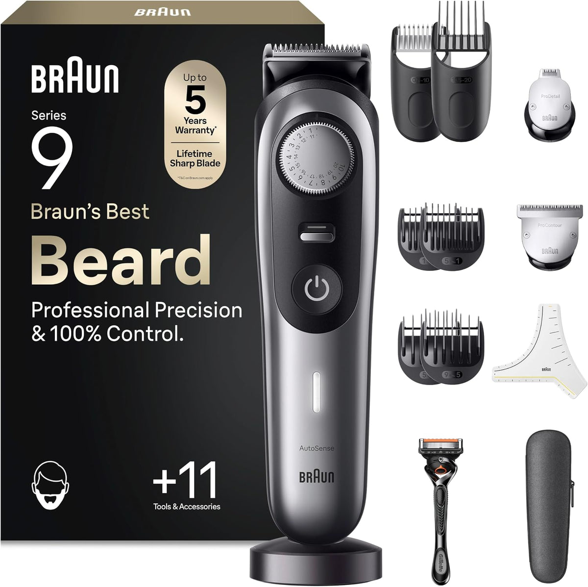 Braun Tondeuse Barbe Homme Series 9 BT9440, Noire