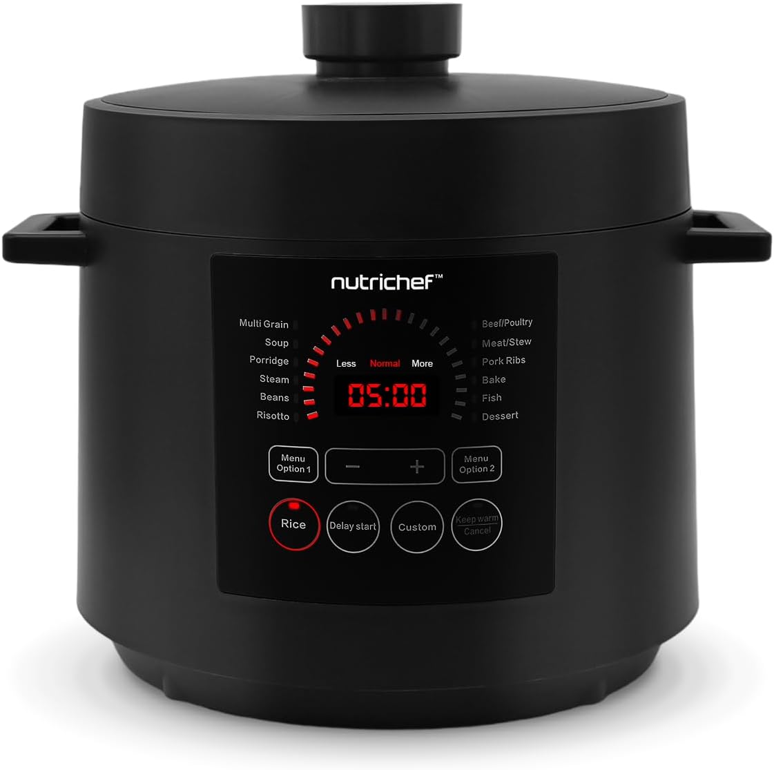 NutriChef Multicuiseur Électrique 6 L 1000 W, Autocuiseur avec 14 Programmes Préréglés, Cuiseur à Riz, Mijoteuse et Cuiseur Vapeur, Écran LCD