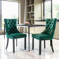 Lot de 2 Chaises de Salle à Manger, Chaise Salle a Manger Haut Dos en Velours, Chaise à Manger Rembourrée Douce avec Jambes en Bois