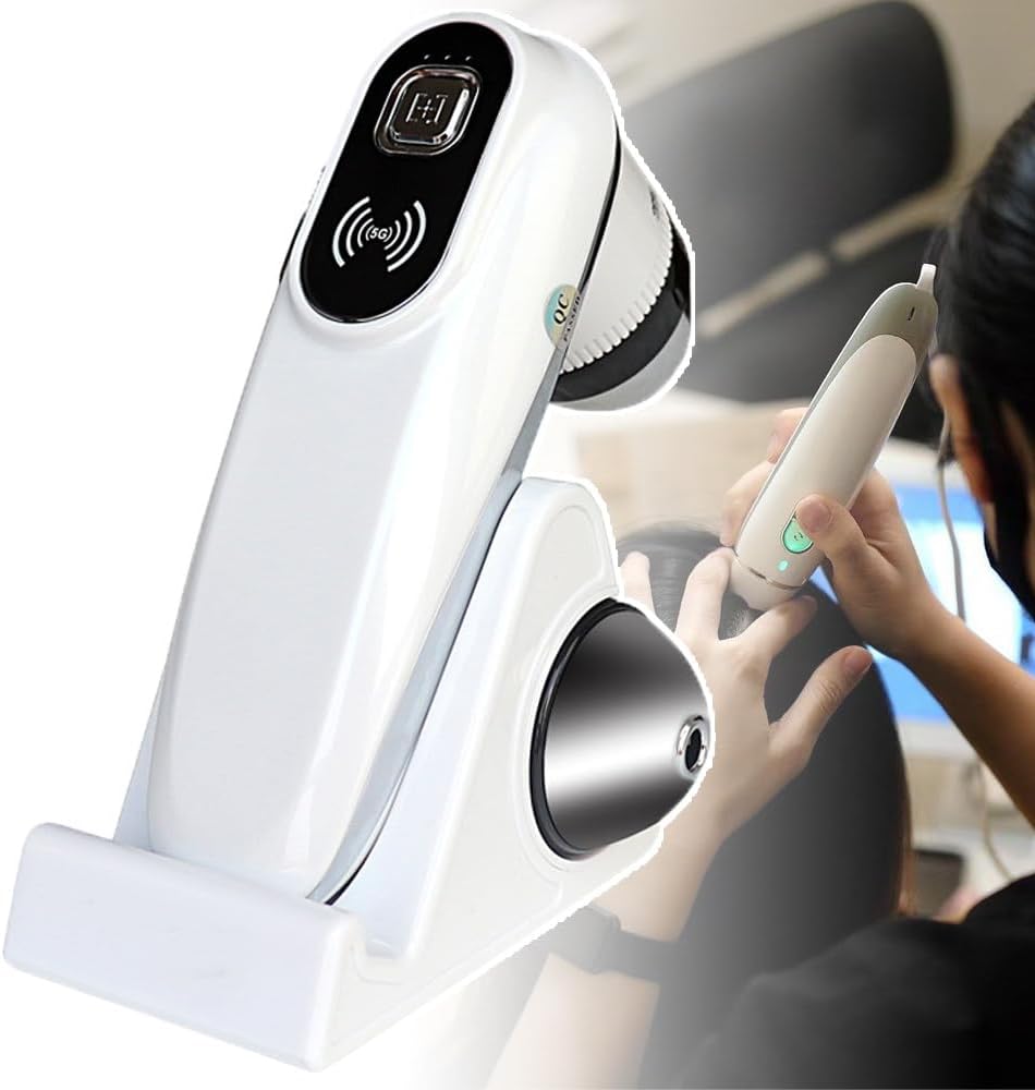 Analyseur de cheveux de cuir chevelu avec lentille 50x/200x, analyse de cheveux rechargeable 2 en 1, caméra sans fil 10MP pour salon