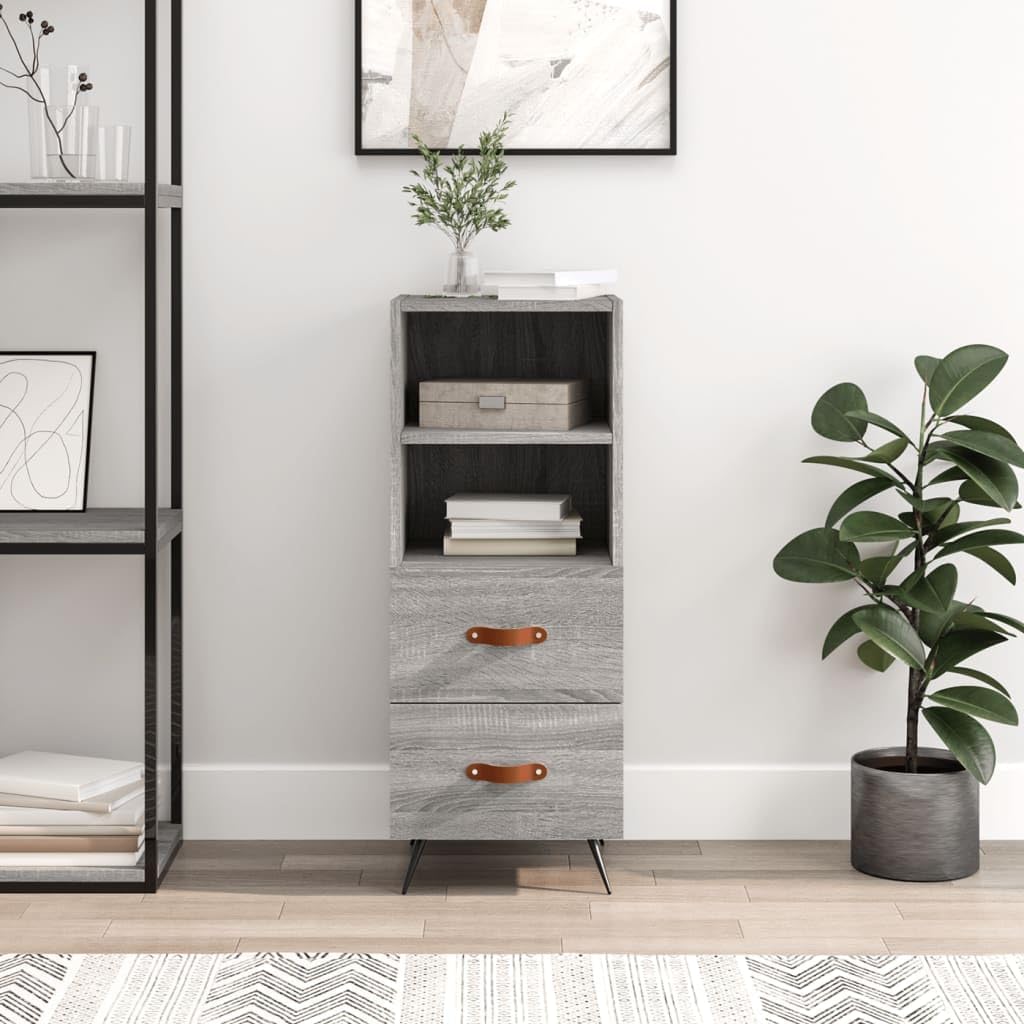 Sonoma Grey Credenza Meuble de bar mobile, 34,5 x 34 x 90 cm, Rangement polyvalent pour salon, salle de bain, bureau, balcon