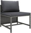 Canapé Central sectionnel avec Coussins Gris Résine tressée, Canapé d'extérieur modulable Gris en résine tressée avec Coussin Anthracite Ensembles