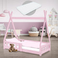 ML-Design Lit Enfant Tipi 70x140 cm Rose avec Matelas à Mousse Froide Polyester, Housse Amovible, Sommier à Lattes, Anti-Chute