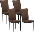 WOLTU Lot de 4 Chaises Salle à Manger, Chaise de Cuisine, en Similicuir Vintage, avec Dossier Haut, Siège Rembourré, Pieds en Métal, Moderne