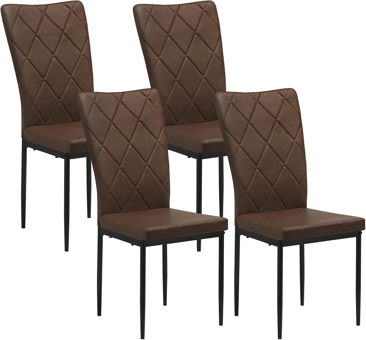 WOLTU Lot de 4 Chaises Salle à Manger, Chaise de Cuisine, en Similicuir Vintage, avec Dossier Haut, Siège Rembourré, Pieds en Métal, Moderne