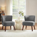 Lot de 2 Fauteuils Cocktail, JOFI, Tissu Doux Gris Foncé, Cosy Moderne, Charge Max 110 KG, L.56 x P.67 x H.70.5 cm, Pieds Naturels en Hévéa