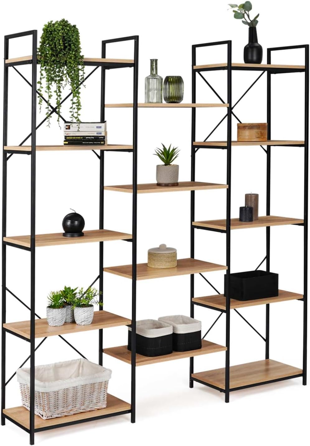 IDMarket - Étagère bibliothèque Trio 5 Niveaux Detroit Design Industriel 170 cm