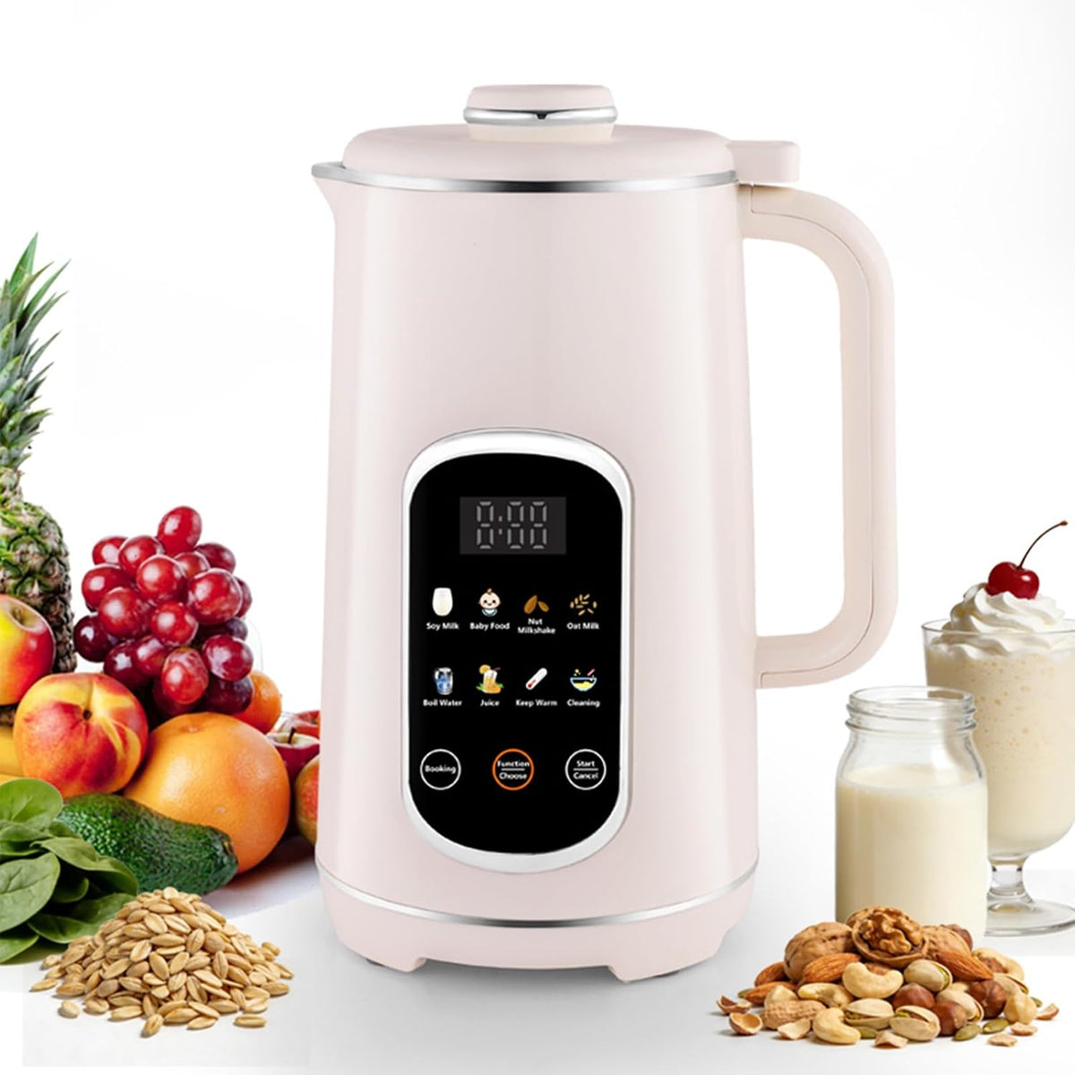 Machine à Lait de Noix 8 en 1, Machine à Lait Végétale Professionnelle 1,2 L et de Soja avec Fonction Autonettoyante