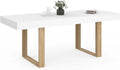 IDMarket - Table à Manger Extensible Rectangle Phoenix 4-8 Personnes Blanc Pieds Bois 160-200 cm