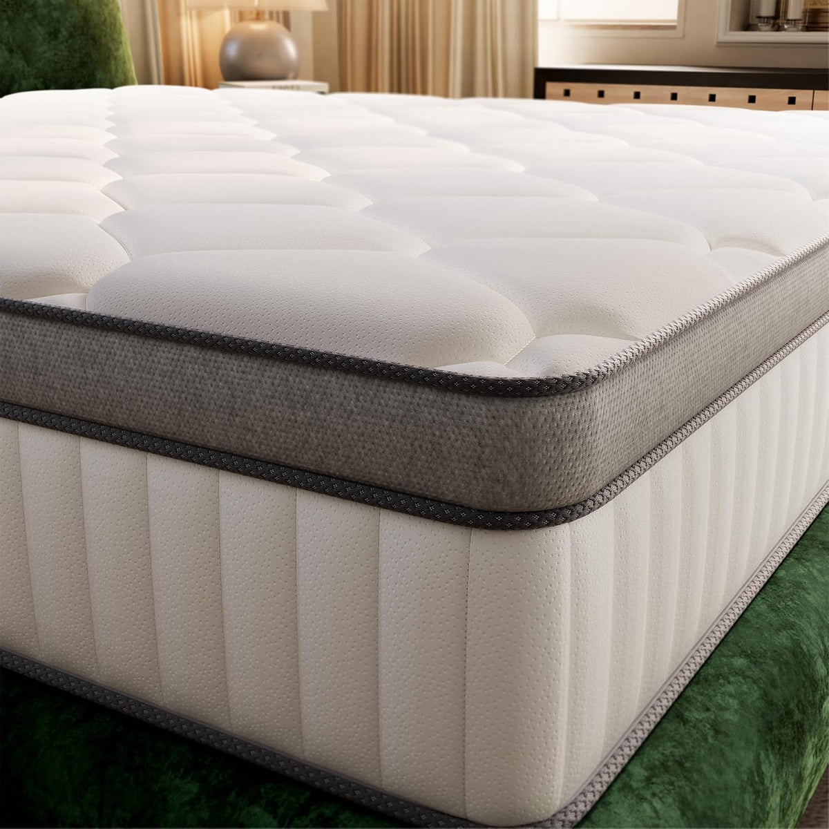 TXO Matelas 140x190 x 25 cm, Matelas Hybride Anti-Boulochage, soulagement de la Pression grâce à Une Conception en 7 Zones