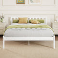 HOMCOM Cadre de lit en Bois Massif 140x190 cm Lit Simple avec tête de lit et Sommier à Lattes Solide pour Enfants Adultes Blanc
