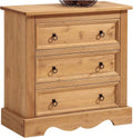 IDIMEX Commode Tequila Buffet bahut vaisselier en Bois Style Mexicain avec 3 Grands tiroirs, en pin Massif à la Finition teintée et cirée