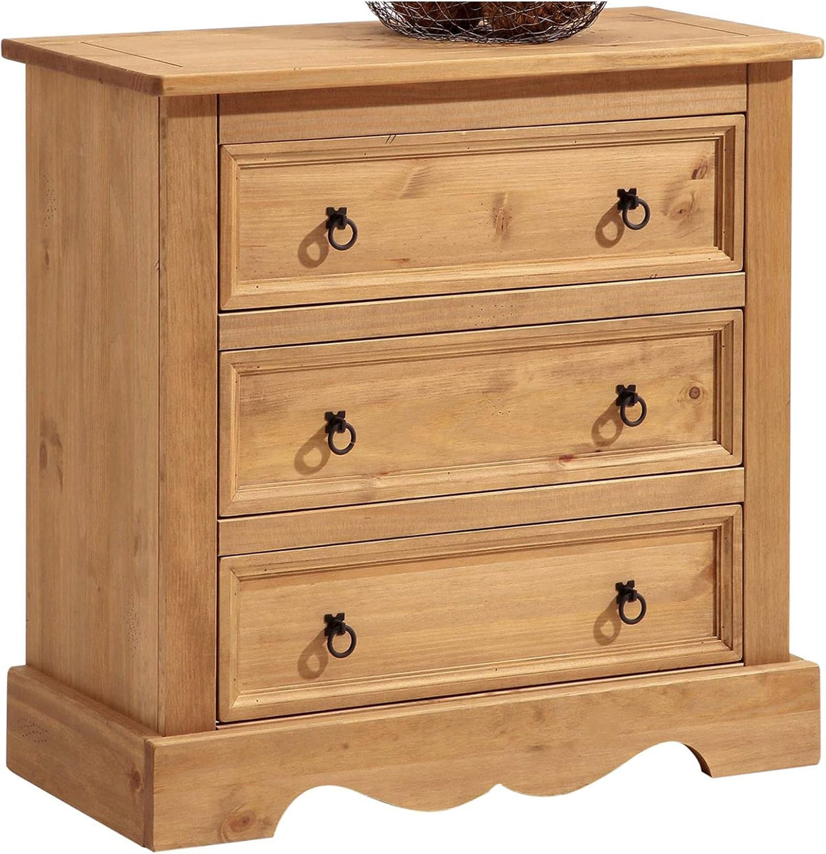IDIMEX Commode Tequila Buffet bahut vaisselier en Bois Style Mexicain avec 3 Grands tiroirs, en pin Massif à la Finition teintée et cirée