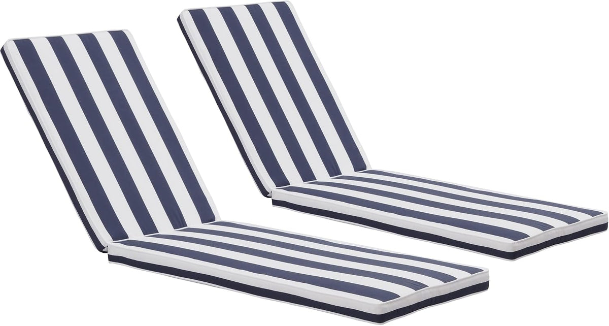 Only Choice Lot de 2 Coussins de Rechange pour Chaise Longue d'extérieur (Rayures Bleues + Blanches), 2 pièces