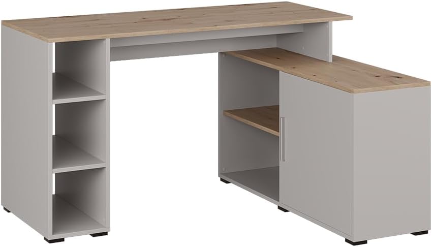 Vicco Bureau d'angle Rudy, Cachemire, 135x110cm avec des étagères