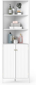 COSTWAY Armoire d'angle pour Salle de Bain, Meuble de Rangement avec Placard Étagère Réglable, 3 Compartiments Ouverts